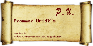 Prommer Uriás névjegykártya